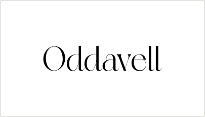 The Oddavell wordmark, its letterforms drawn from the same curve