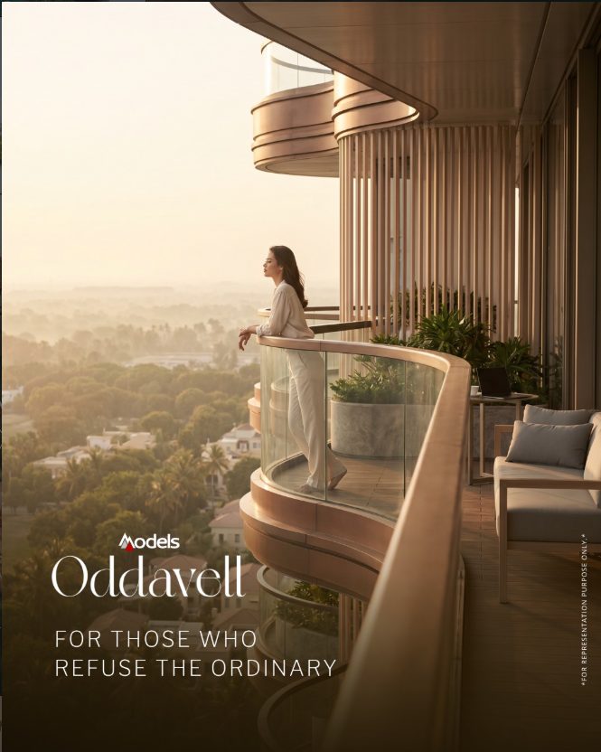 Post 4 — For Those Who Refuse the Ordinary. A woman on a curved balcony at golden hour.